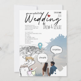 モダンラブストーリータイムラインイラスト結婚式 招待状