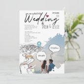 モダンラブストーリータイムラインイラスト結婚式 招待状 (スタンド正面)