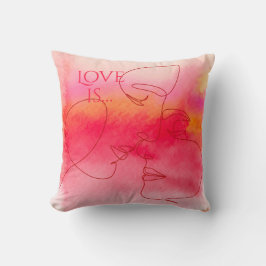 モダンラブスロー - 水彩カップルアート クッション