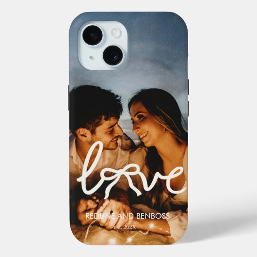 モダンラブボウタイポグラフィカップルカスタムフォト Case-Mate iPhoneケース (裏面)