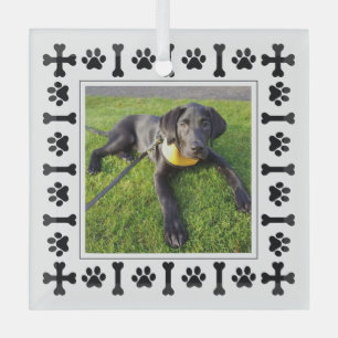 モダンラブラドールレトリエバードッグズ&ラブポーズ ガラスオーナメント