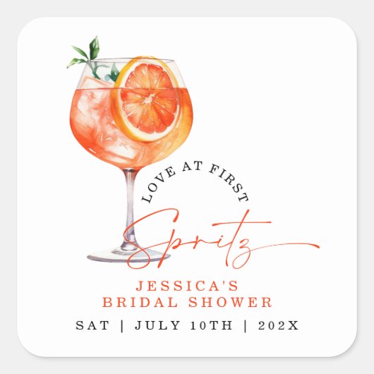 モダンラブ アット ファースト スプリッツ ブライダルシャワー スクエアシール (正面)