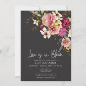 モダンラブ イン ブルーム ブラック ブライダルシャワー 招待状 (正面)