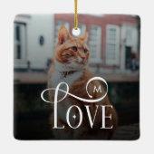 モダンラブ カスタム猫ペット フォト モノグラム セラミックオーナメント (裏面)