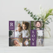 モダンラブ ダークパープル ブロック ファミリー フォト コラージュ シーズンカード (スタンド正面)