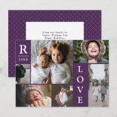 モダンラブ ダークパープル ブロック ファミリー フォト コラージュ シーズンカード (正面/裏面)