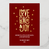 モダンラブ ピース アンド ジョイ ノンフォト クリスマス 箔シーズンカード (正面)