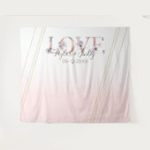 モダンラブ ブラッシュピンク 自撮りバックドロップ ウェディング タペストリー (正面(横))