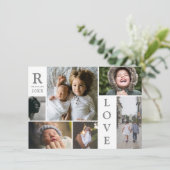モダンラブ ホワイト カラー ブロック ファミリー フォト コラージュ シーズンカード (スタンド正面)