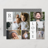 モダンラブ ホワイト カラー ブロック ファミリー フォト コラージュ シーズンカード (正面/裏面)