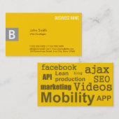 モダンラベルクラウド黄色Webデザイン名刺 名刺 (正面/裏面)