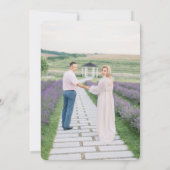 モダンラベンダー写真付き結婚式延期案内状 II セーブザデート (裏面)