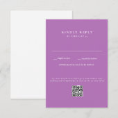 モダンラベンダー結婚式QRコードRSVP 出欠カード (正面/裏面)