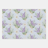 モダンラベンダー花のウェディング ラッピングペーパーシート (正面2)