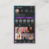 モダンラメInstagramヘアサロンQRコード 名刺 (正面)