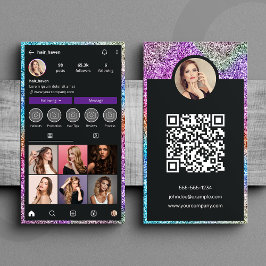 モダンラメInstagramヘアサロンQRコード 名刺