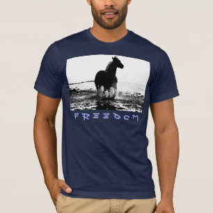 モダンランニングホースアーポップ・アートのト海軍ブルーメンズブルー Tシャツ
