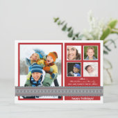 モダンリボンカスタムファミリーホリデーカード(赤) シーズンカード (スタンド正面)