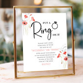 モダンリングや輪ゲームフローラブライダルシャワーゲームサイン ポスター