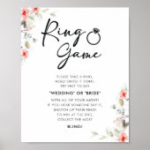 モダンリングや輪ゲームフローラブライダルシャワー標識 ポスター (正面)