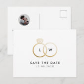 モダンリングや輪モノグラシンプルムの保存日付 ポストカード (正面/裏面)