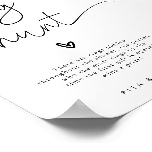 モダンリングや輪狩りブライダルシャワーゲーム標識 ポスター (角)