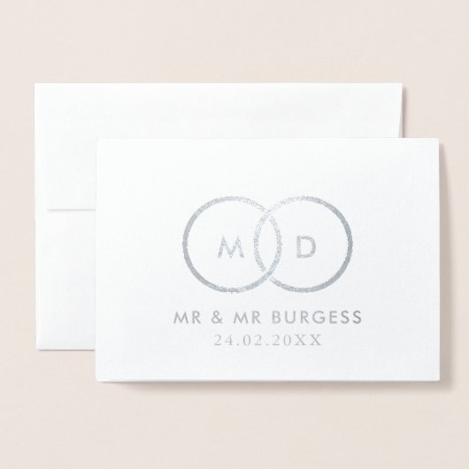 モダンリングや輪結婚のゲイカスタム写真ありがとう 箔カード (封筒付き正面)