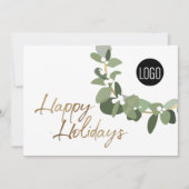 モダンリースあなたのロゴ金ゴールドハッピーホリデー シーズンカード (正面)