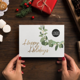 モダンリースあなたのロゴ金ゴールドハッピーホリデー シーズンカード