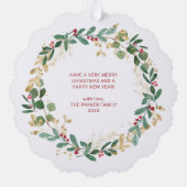 モダンリースとスクリプト |メリークリスマス オーナメントカード (裏面)