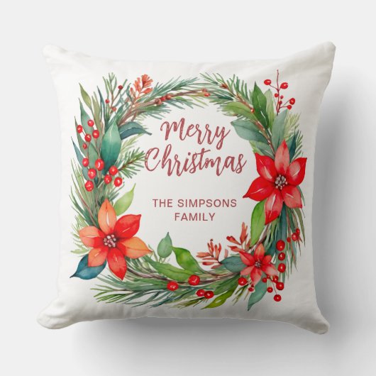 モダンリースとスクリプト |メリークリスマス クッション (正面)