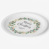 モダンリースとスクリプト |メリークリスマス ペーパープレート (アングル)