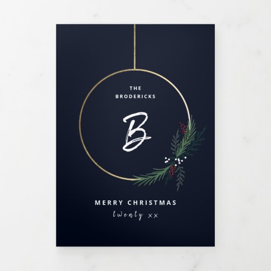 モダンリースのクリスマス 三つ折りカード (カバー)