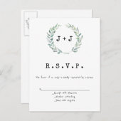 モダンリースウェディングRSVPカード インビテーションポストカード (正面/裏面)