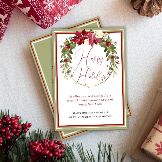 モダンリースエレガントハッピーホリデーズビジネス シーズンカード