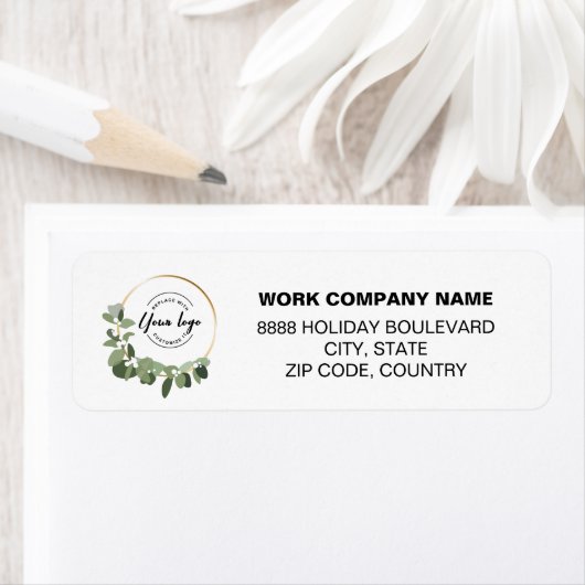 モダンリースグリーンクリスマスカスタムロゴ ラベル (インサイチュ)