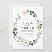 モダンリースグリーン·赤面フローラ結婚ズ 招待状 (正面)