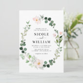 モダンリースグリーン·赤面フローラ結婚ズ 招待状 (スタンド正面)