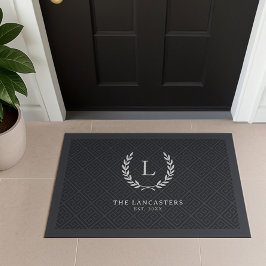 モダンリースファミリー名イニシャルモノグラムウェルカム ドアマット