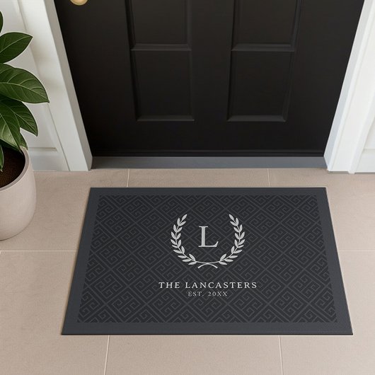 モダンリースファミリー名イニシャルモノグラムウェルカム ドアマット