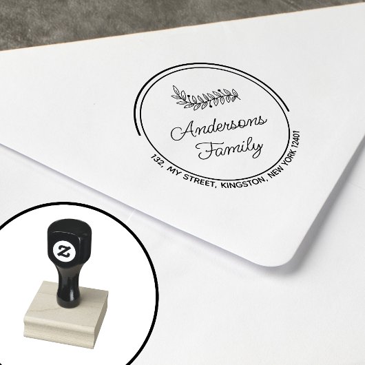 モダンリースファミリ名リーフ ラバースタンプ