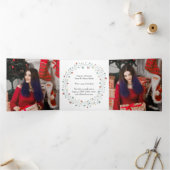 モダンリースフォトパーソナライズされたクリスマス 三つ折りクリスマスカード (内部)