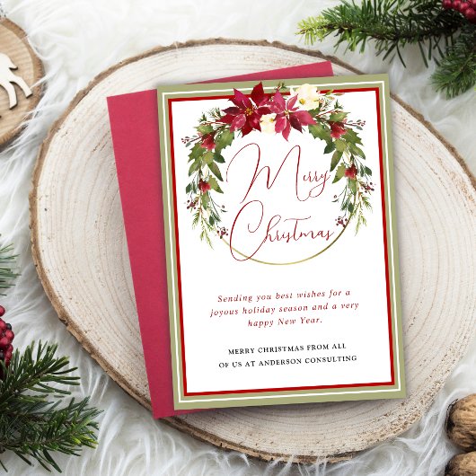 モダンリースメリー・エレガントクリスマスビジネス シーズンカード