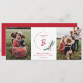 モダンリース休日スワッグクリスマスフォトカード シーズンカード (正面/裏面)