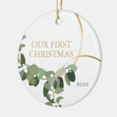 モダンリース写真初めてのクリスマス結婚した セラミックオーナメント (左)