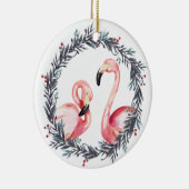 モダンリース熱帯クリスマスのピンクのフラミンゴ セラミックオーナメント (右)
