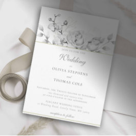 モダンリース白黒結婚式招待状 招待状