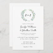 モダンリース結婚式招待状 招待状 (正面/裏面)