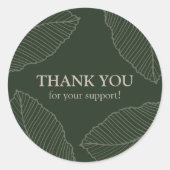 モダンリーフパターン感謝ステッカー ラウンドシール (正面)