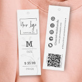 モダンリーフミニマルソーシャルQR衣料価格ラベル コーリングカード